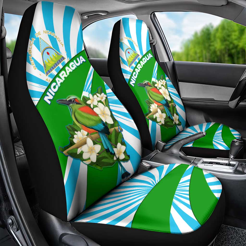 Nicaragua National Bird Car Seat Cover with White Flor de Sacuanjoche and Blue Stripe Design - Wonder Print Shop