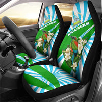 Nicaragua National Bird Car Seat Cover with White Flor de Sacuanjoche and Blue Stripe Design - Wonder Print Shop