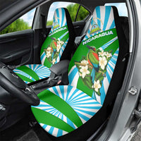 Nicaragua National Bird Car Seat Cover with White Flor de Sacuanjoche and Blue Stripe Design - Wonder Print Shop