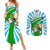 Nicaragua National Bird Couples Matching Summer Maxi Dress and Long Sleeve Button Shirt with White Flor de Sacuanjoche and Blue Stripe Design - Wonder Print Shop