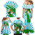 Nicaragua National Bird Family Matching Mermaid Dress and Hawaiian Shirt with White Flor de Sacuanjoche and Blue Stripe Design - Wonder Print Shop