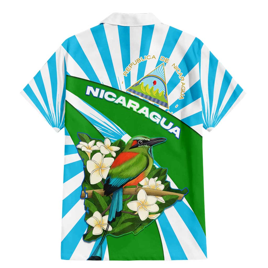 Nicaragua National Bird Family Matching Mermaid Dress and Hawaiian Shirt with White Flor de Sacuanjoche and Blue Stripe Design - Wonder Print Shop