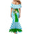 Nicaragua National Bird Family Matching Mermaid Dress and Hawaiian Shirt with White Flor de Sacuanjoche and Blue Stripe Design - Wonder Print Shop