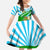 Nicaragua National Bird Family Matching Off Shoulder Maxi Dress and Hawaiian Shirt with White Flor de Sacuanjoche and Blue Stripe Design - Wonder Print Shop