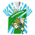 Nicaragua National Bird Family Matching Off Shoulder Short Dress and Hawaiian Shirt with White Flor de Sacuanjoche and Blue Stripe Design - Wonder Print Shop