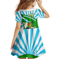 Nicaragua National Bird Family Matching Summer Maxi Dress and Hawaiian Shirt with White Flor de Sacuanjoche and Blue Stripe Design - Wonder Print Shop