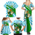 Nicaragua National Bird Family Matching Summer Maxi Dress and Hawaiian Shirt with White Flor de Sacuanjoche and Blue Stripe Design - Wonder Print Shop