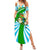 Nicaragua National Bird Family Matching Summer Maxi Dress and Hawaiian Shirt with White Flor de Sacuanjoche and Blue Stripe Design - Wonder Print Shop