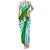 Nicaragua National Bird Family Matching Tank Maxi Dress and Hawaiian Shirt with White Flor de Sacuanjoche and Blue Stripe Design - Wonder Print Shop