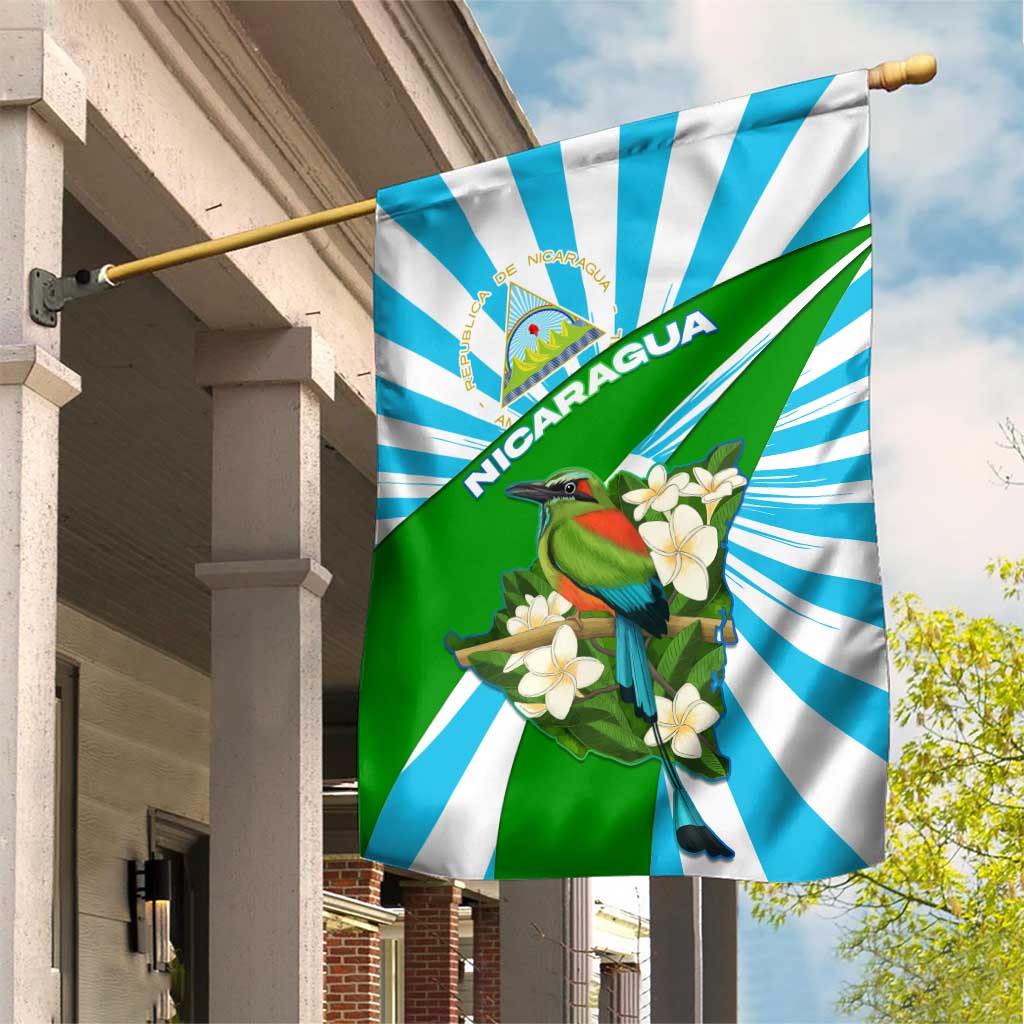 Nicaragua National Bird Garden Flag with White Flor de Sacuanjoche and Blue Stripe Design - Wonder Print Shop