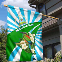 Nicaragua National Bird Garden Flag with White Flor de Sacuanjoche and Blue Stripe Design - Wonder Print Shop
