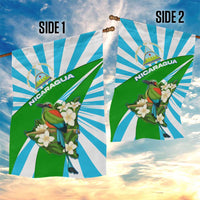 Nicaragua National Bird Garden Flag with White Flor de Sacuanjoche and Blue Stripe Design - Wonder Print Shop