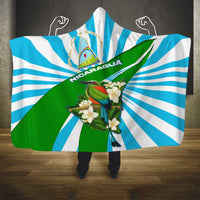 Nicaragua National Bird Hooded Blanket with White Flor de Sacuanjoche and Blue Stripe Design - Wonder Print Shop