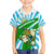 Nicaragua National Bird Kid Hawaiian Shirt with White Flor de Sacuanjoche and Blue Stripe Design - Wonder Print Shop