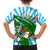 Nicaragua National Bird Kid Hawaiian Shirt with White Flor de Sacuanjoche and Blue Stripe Design - Wonder Print Shop