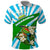 Nicaragua National Bird Polo Shirt with White Flor de Sacuanjoche and Blue Stripe Design - Wonder Print Shop