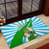 Nicaragua National Bird Rubber Doormat with White Flor de Sacuanjoche and Blue Stripe Design - Wonder Print Shop