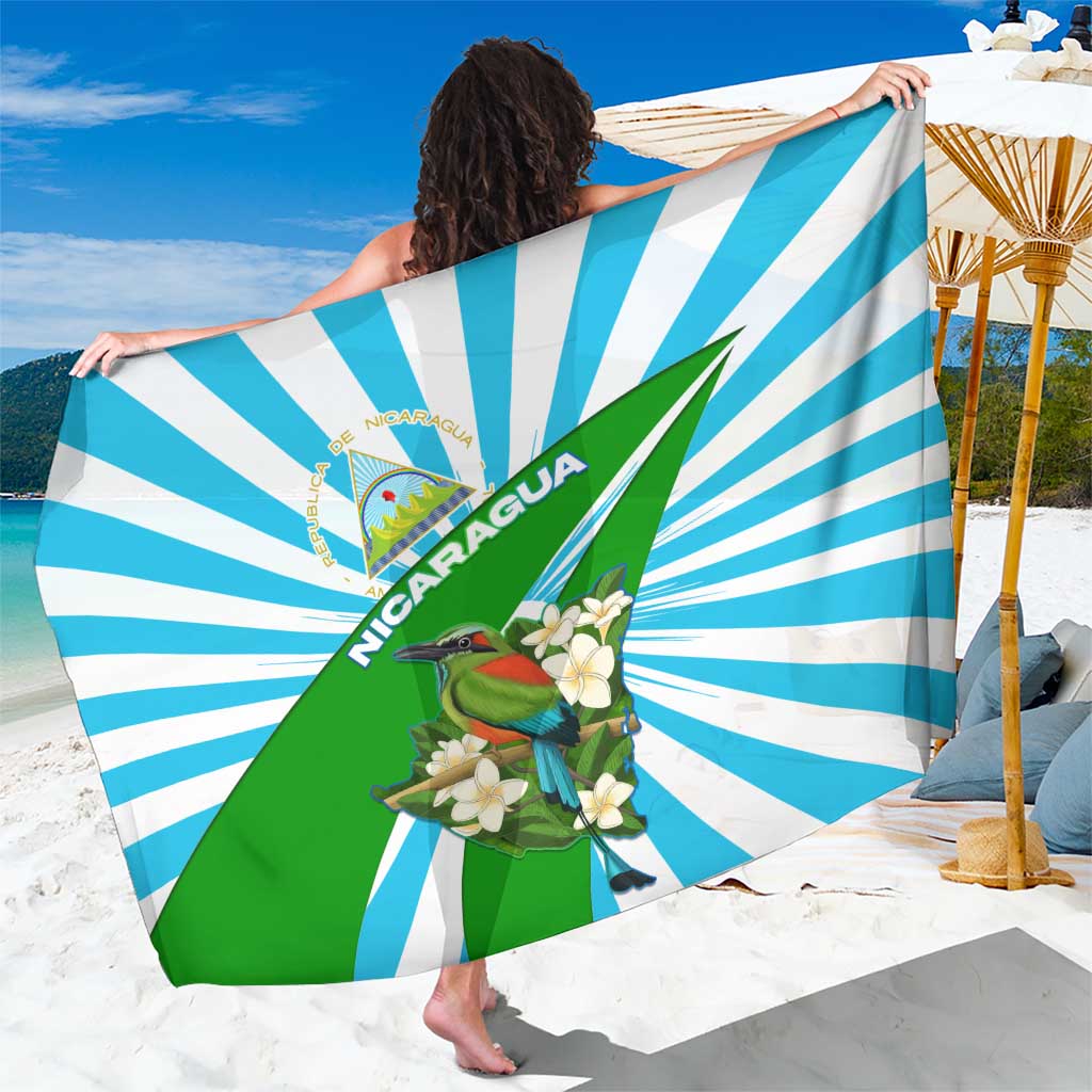 Nicaragua National Bird Sarong with White Flor de Sacuanjoche and Blue Stripe Design - Wonder Print Shop