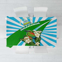 Nicaragua National Bird Tablecloth with White Flor de Sacuanjoche and Blue Stripe Design - Wonder Print Shop