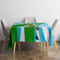 Nicaragua National Bird Tablecloth with White Flor de Sacuanjoche and Blue Stripe Design - Wonder Print Shop