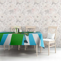 Nicaragua National Bird Tablecloth with White Flor de Sacuanjoche and Blue Stripe Design - Wonder Print Shop