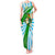 Nicaragua National Bird Tank Maxi Dress with White Flor de Sacuanjoche and Blue Stripe Design - Wonder Print Shop