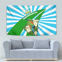 Nicaragua National Bird Tapestry with White Flor de Sacuanjoche and Blue Stripe Design - Wonder Print Shop