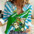 Nicaragua National Bird Women Casual Shirt with White Flor de Sacuanjoche and Blue Stripe Design - Wonder Print Shop