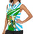 Nicaragua National Bird Women Sleeveless Polo Shirt with White Flor de Sacuanjoche and Blue Stripe Design - Wonder Print Shop