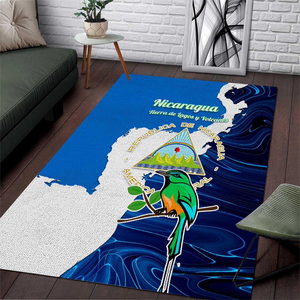 Nicaragua Guardabarranco Bird Area Rug with Volcano Map and National Emblem Design - Wonder Print Shop