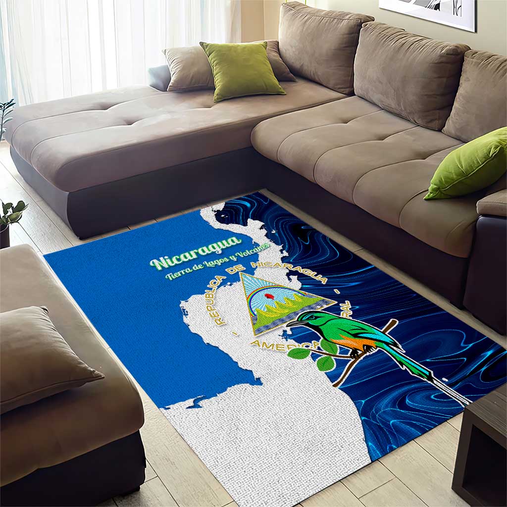 Nicaragua Guardabarranco Bird Area Rug with Volcano Map and National Emblem Design - Wonder Print Shop