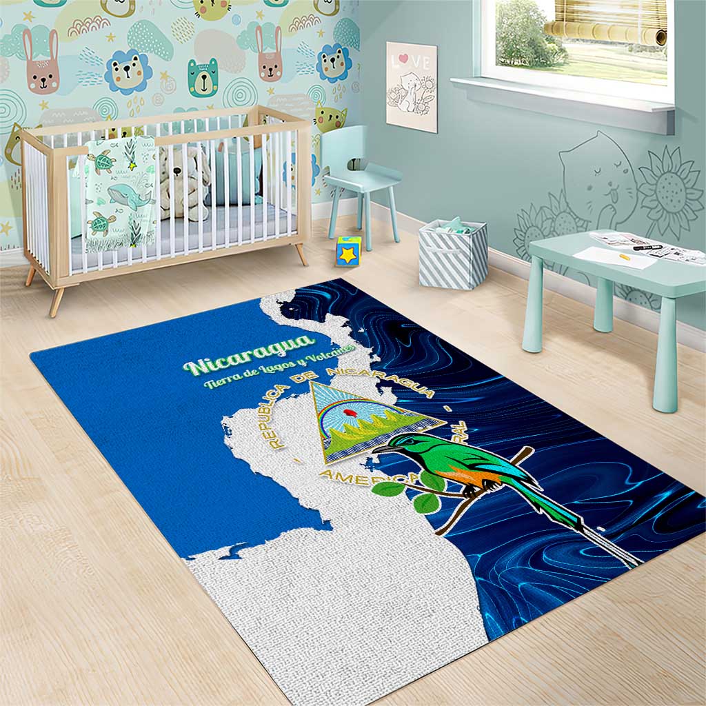 Nicaragua Guardabarranco Bird Area Rug with Volcano Map and National Emblem Design - Wonder Print Shop