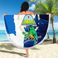 Nicaragua Guardabarranco Bird Beach Blanket with Volcano Map and National Emblem Design - Wonder Print Shop