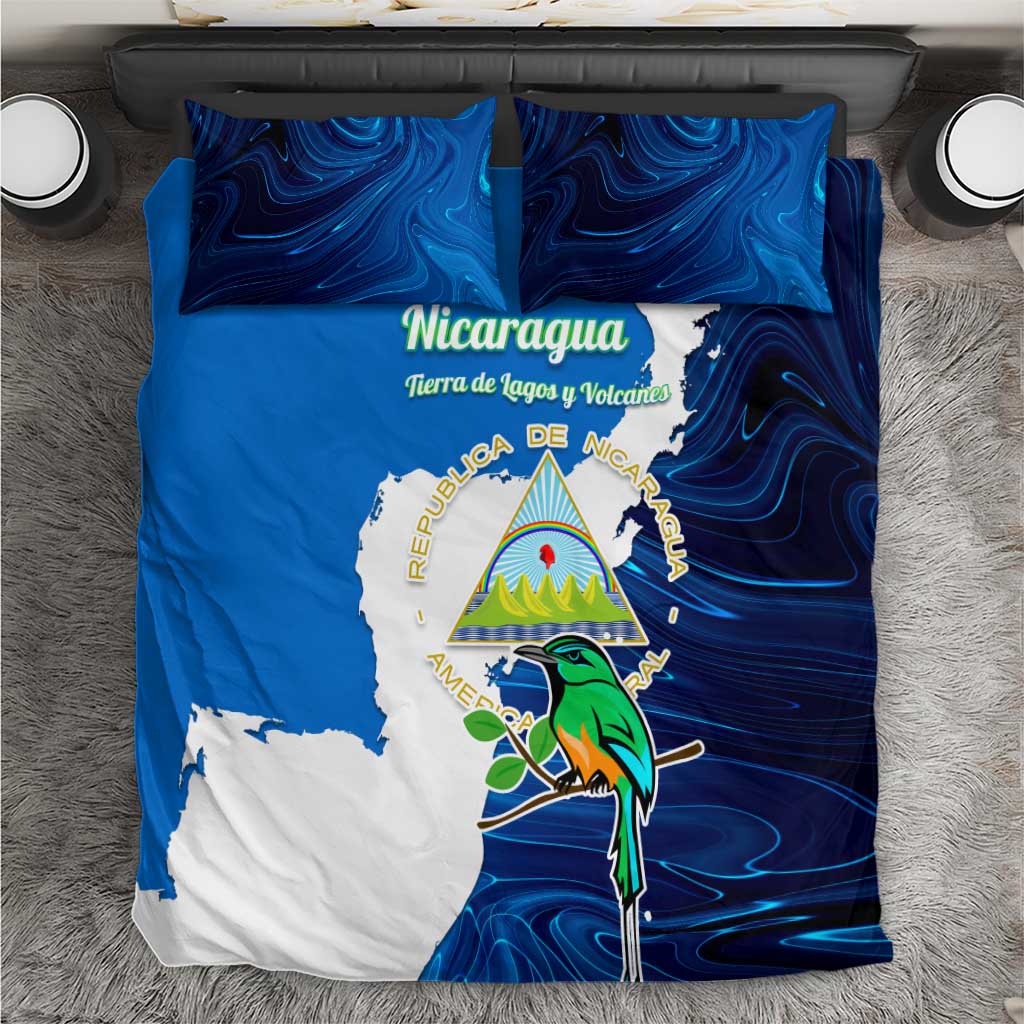 Nicaragua Guardabarranco Bird Bedding Set with Volcano Map and National Emblem Design - Wonder Print Shop