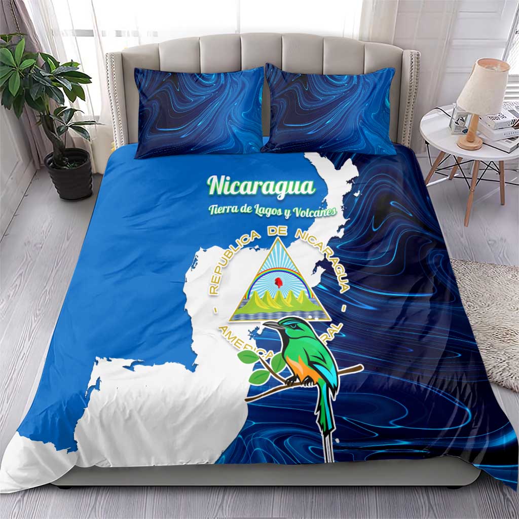 Nicaragua Guardabarranco Bird Bedding Set with Volcano Map and National Emblem Design - Wonder Print Shop