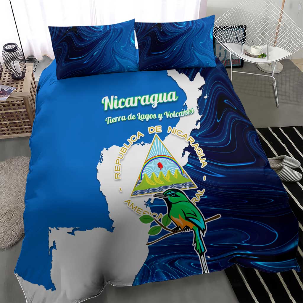 Nicaragua Guardabarranco Bird Bedding Set with Volcano Map and National Emblem Design - Wonder Print Shop