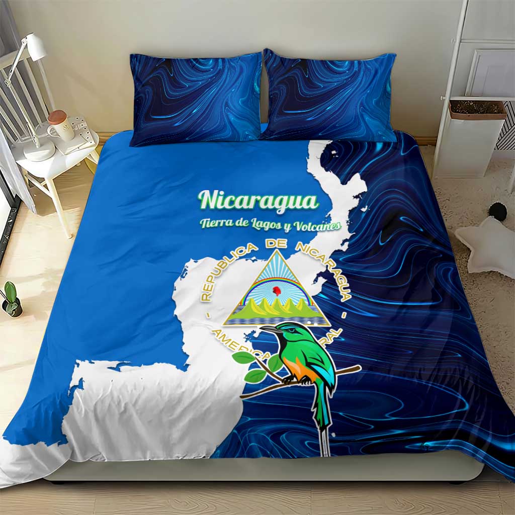 Nicaragua Guardabarranco Bird Bedding Set with Volcano Map and National Emblem Design - Wonder Print Shop