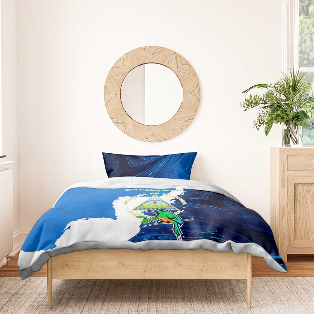 Nicaragua Guardabarranco Bird Bedding Set with Volcano Map and National Emblem Design - Wonder Print Shop