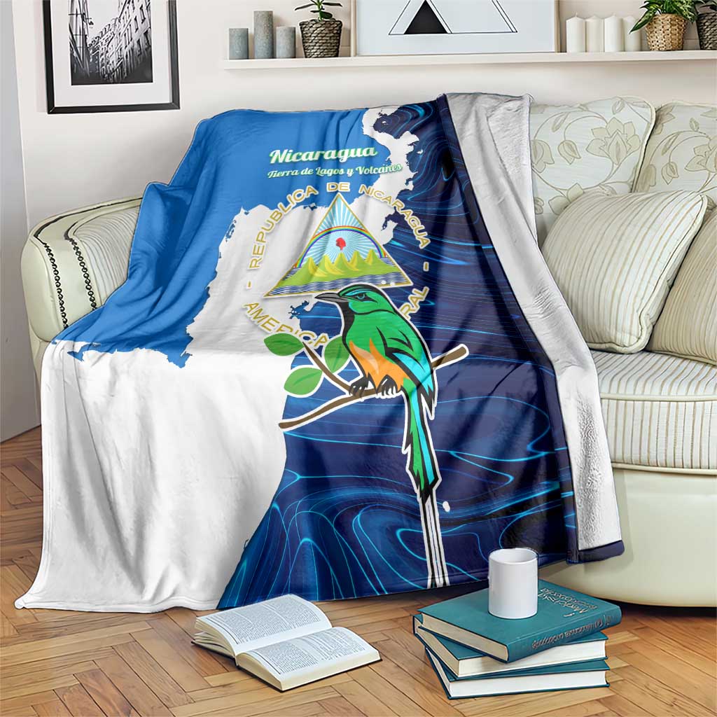 Nicaragua Guardabarranco Bird Blanket with Volcano Map and National Emblem Design - Wonder Print Shop