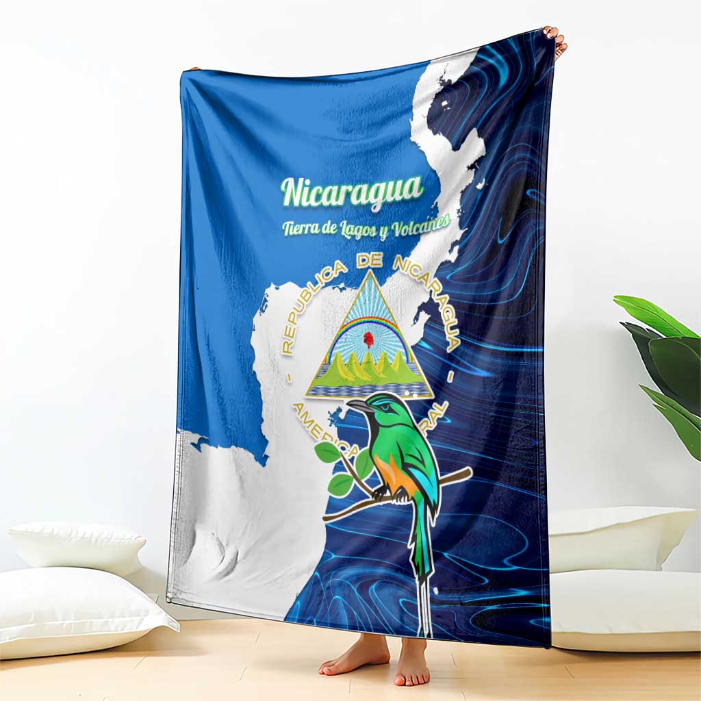 Nicaragua Guardabarranco Bird Blanket with Volcano Map and National Emblem Design - Wonder Print Shop