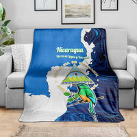 Nicaragua Guardabarranco Bird Blanket with Volcano Map and National Emblem Design - Wonder Print Shop