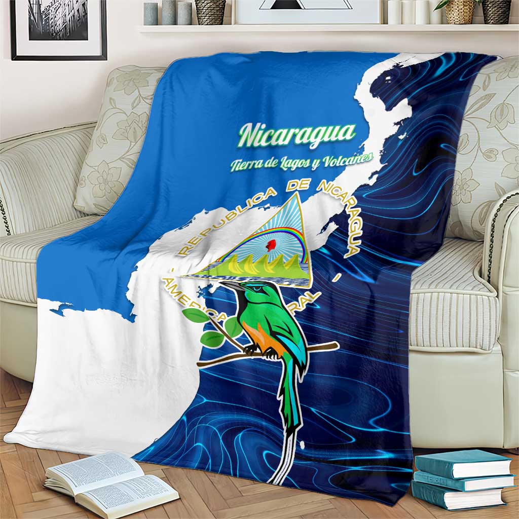 Nicaragua Guardabarranco Bird Blanket with Volcano Map and National Emblem Design - Wonder Print Shop