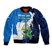Nicaragua Guardabarranco Bird Bomber Jacket with Volcano Map and National Emblem Design - Wonder Print Shop