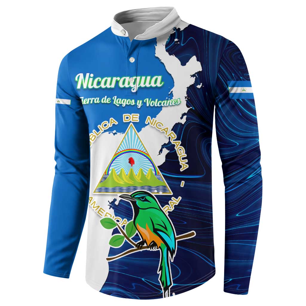 Nicaragua Guardabarranco Bird Button Sweatshirt with Volcano Map and National Emblem Design - Wonder Print Shop