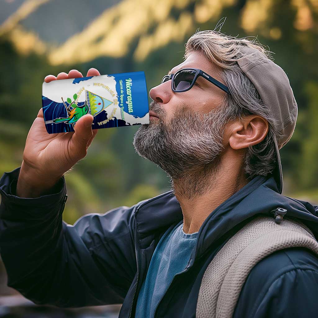 Nicaragua Guardabarranco Bird 4 in 1 Can Cooler Tumbler with Volcano Map and National Emblem Design - Wonder Print Shop