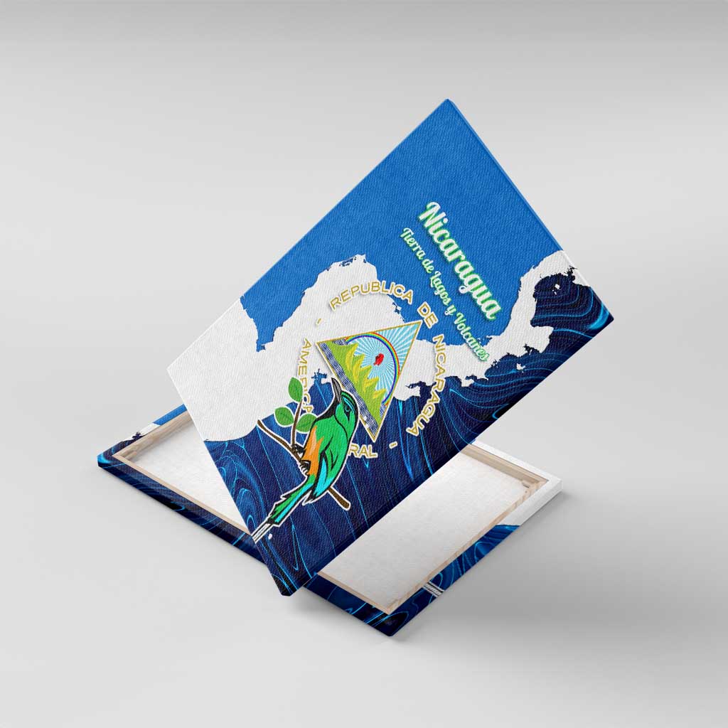 Nicaragua Guardabarranco Bird Canvas Wall Art with Volcano Map and National Emblem Design - Wonder Print Shop