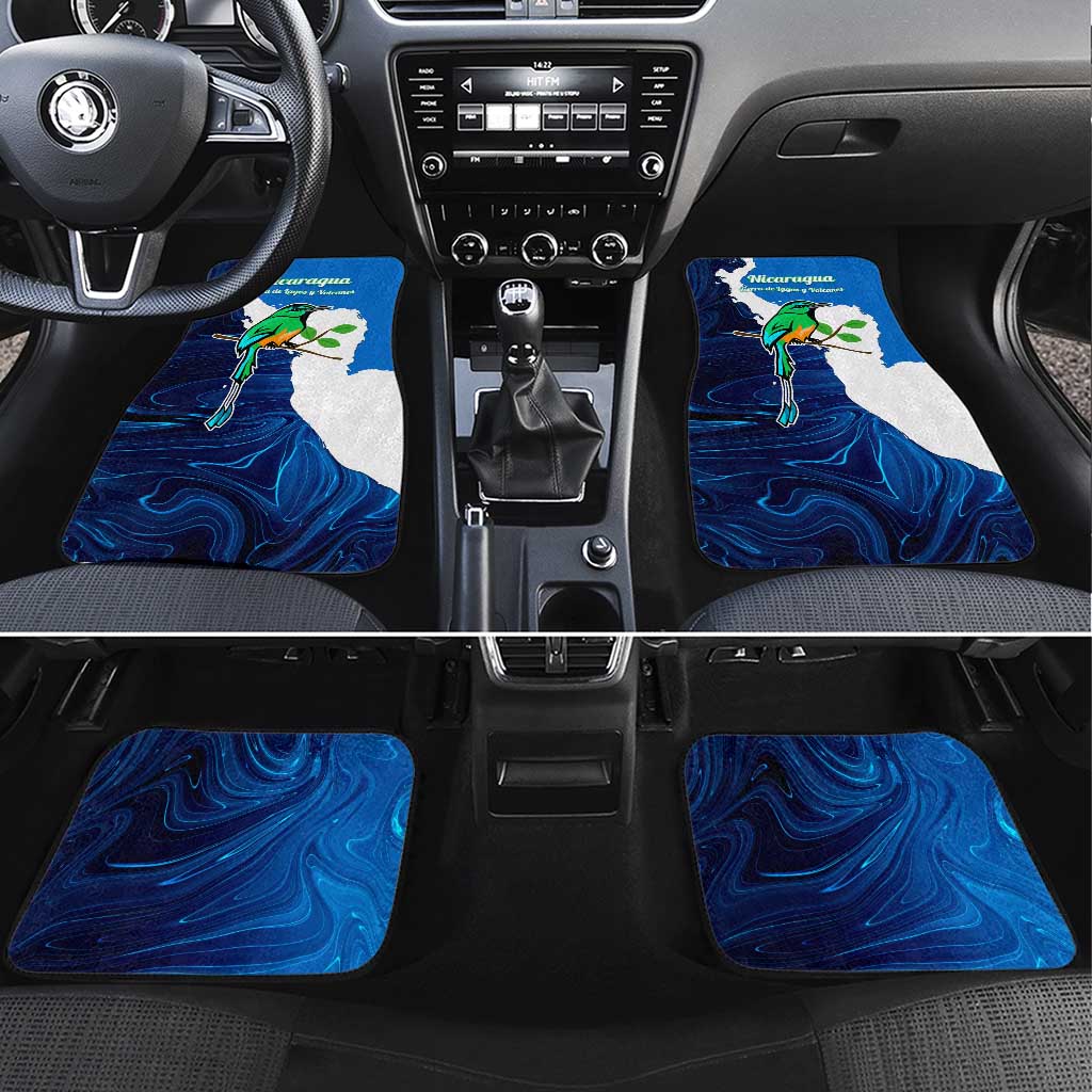 Nicaragua Guardabarranco Bird Car Mats with Volcano Map and National Emblem Design - Wonder Print Shop