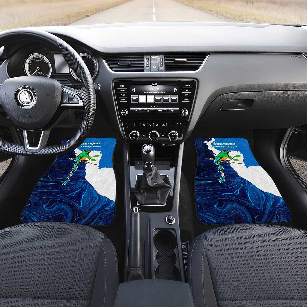 Nicaragua Guardabarranco Bird Car Mats with Volcano Map and National Emblem Design - Wonder Print Shop