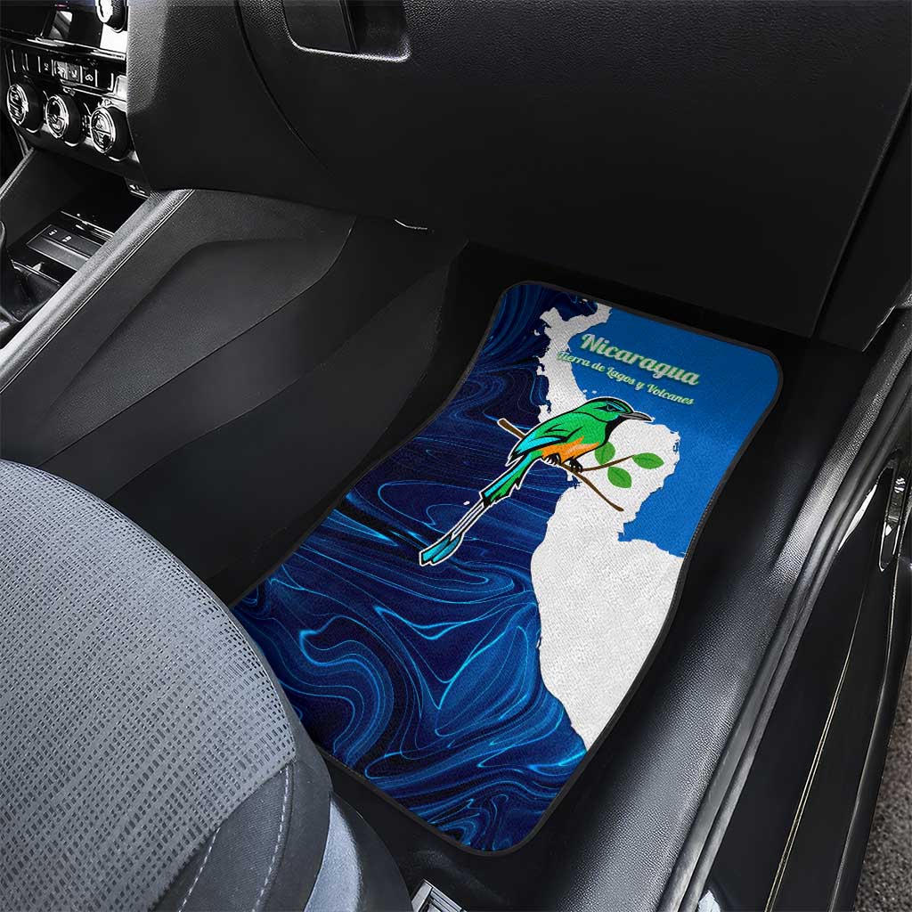 Nicaragua Guardabarranco Bird Car Mats with Volcano Map and National Emblem Design - Wonder Print Shop