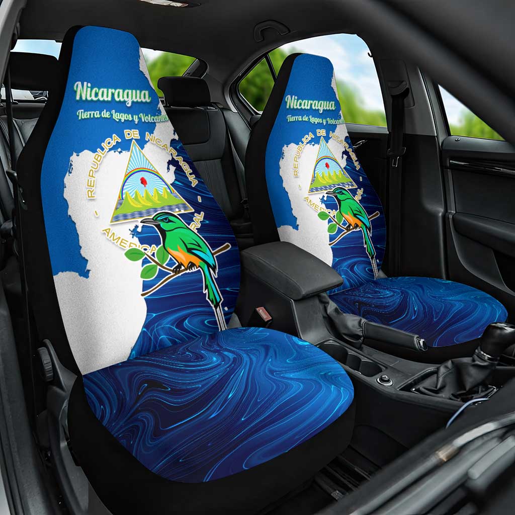 Nicaragua Guardabarranco Bird Car Seat Cover with Volcano Map and National Emblem Design - Wonder Print Shop